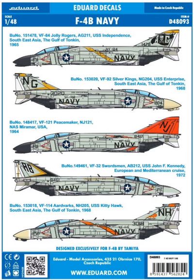 F-4B NAVY DECALS 1/48 Eduard