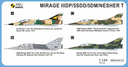 Mirage IIIDP/5SDD/5DM/Nesher T Two-seater ,Asia & Africa 1:144 Mark I Models