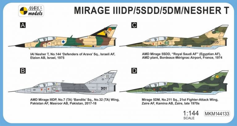 Mirage IIIDP/5SDD/5DM/Nesher T Two-seater ,Asia & Africa 1:144